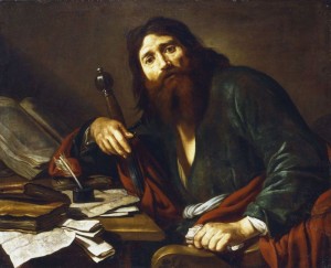 Image of Paul writing the New Testament