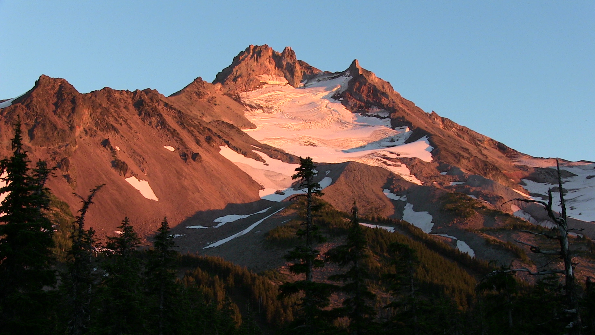 Alpine glow on Mount Jefferson as the sun sets.