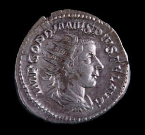 A Roman denarius — a small silver coin.