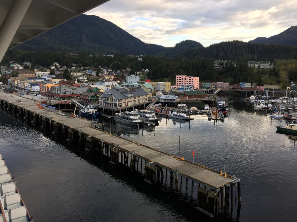 Docking in Juneau, Alaska. Photo is taken from our fourteenth story room balcony.