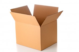Open cardboard box closeup