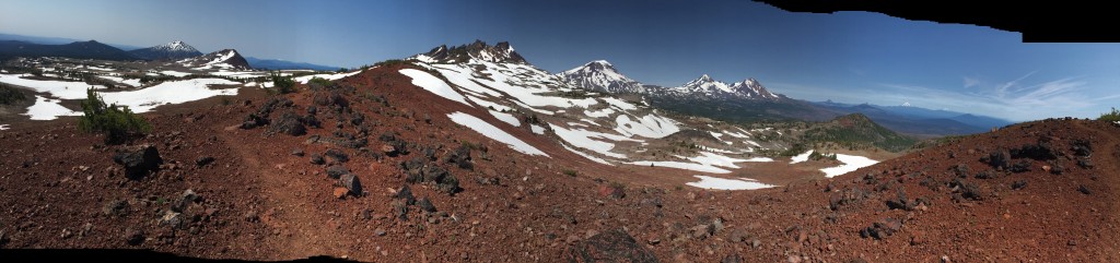 This is an amazing photo. It's one of the few places in Oregon where I've been able to see all nine of Oregon's major mountain peaks and even Washington State's Mount Adams in the extreme right of the photo. These mountains range in height from 8,000 to more than 12,000 feet tall.